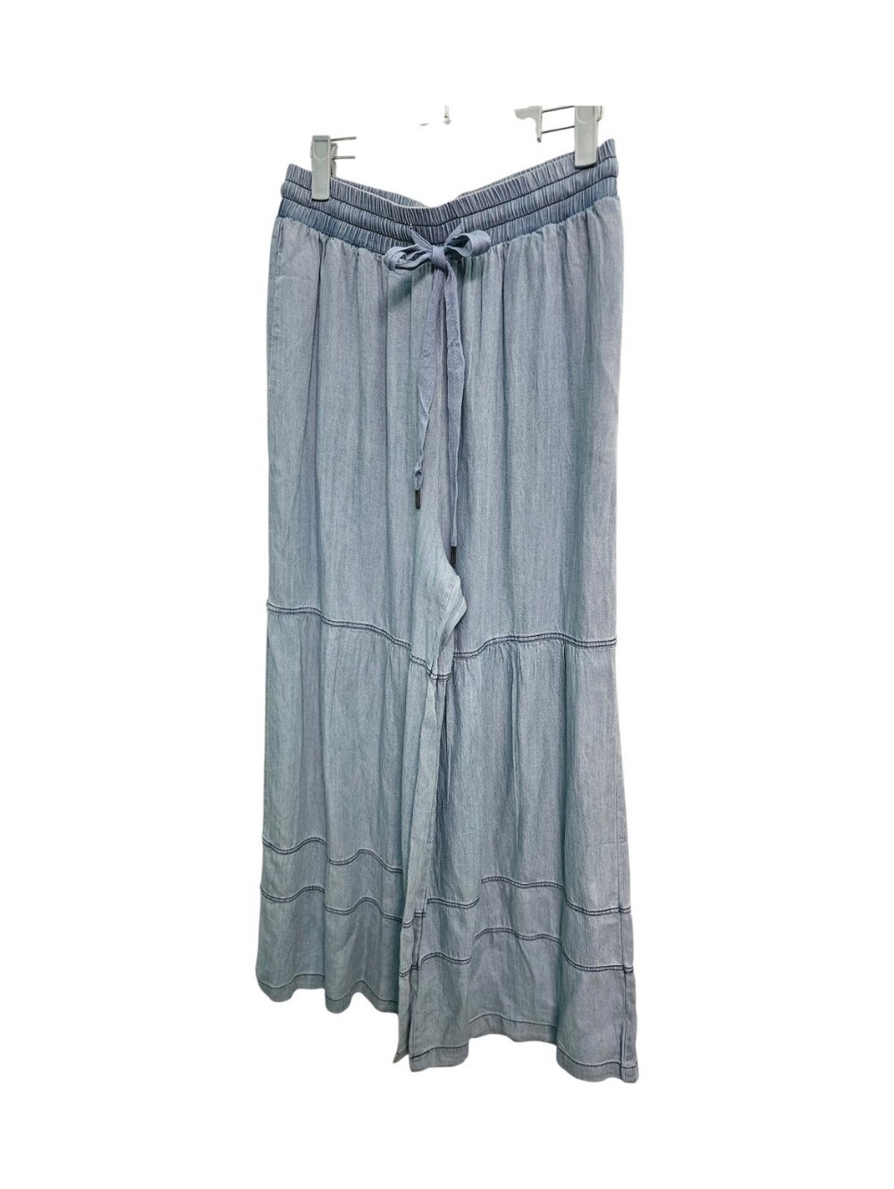 ODDY Light Blue Wide Leg Tiered Drawstring Pants